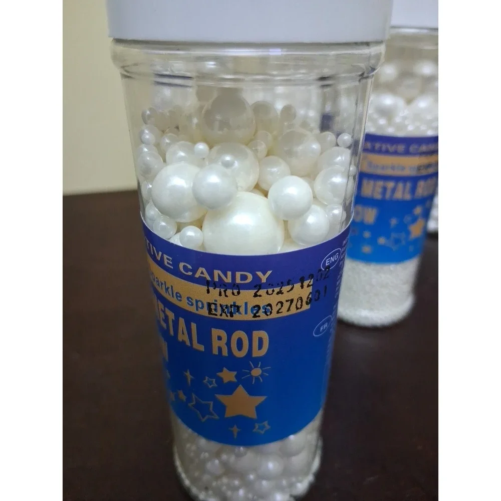 Sprinkles for Cake Decorating, White Pearl Sprinkles Sizes Mix for Cake 10 Pcs
